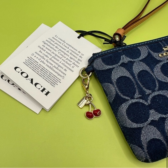 Coach Denim Cherry Wristlet - Picture 2 of 11
